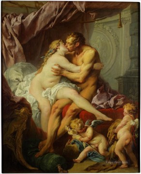  francois - Hércules y Omfala oscuros Francois Boucher Clásico desnudo